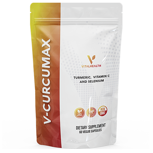 V-Curcumax – Suplemento natural para dolor e inflamación articular con cúrcuma, moringa, ajo, cartílago de tiburón y romero