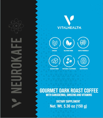 V-Neurokafe café funcional con ganoderma, ginseng, probióticos y vitaminas – keto, vegano, sin azúcar