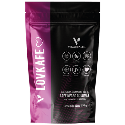 V‑Lovekafe café funcional dark roast con maca, tongkat ali, shilajit y ginseng para energía natural